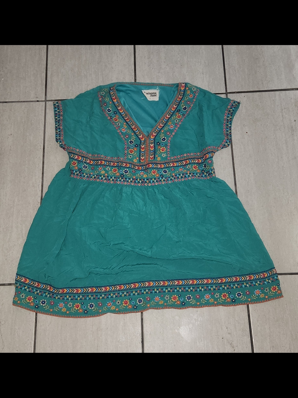 Savanna Jane Teal Embroidered Dress